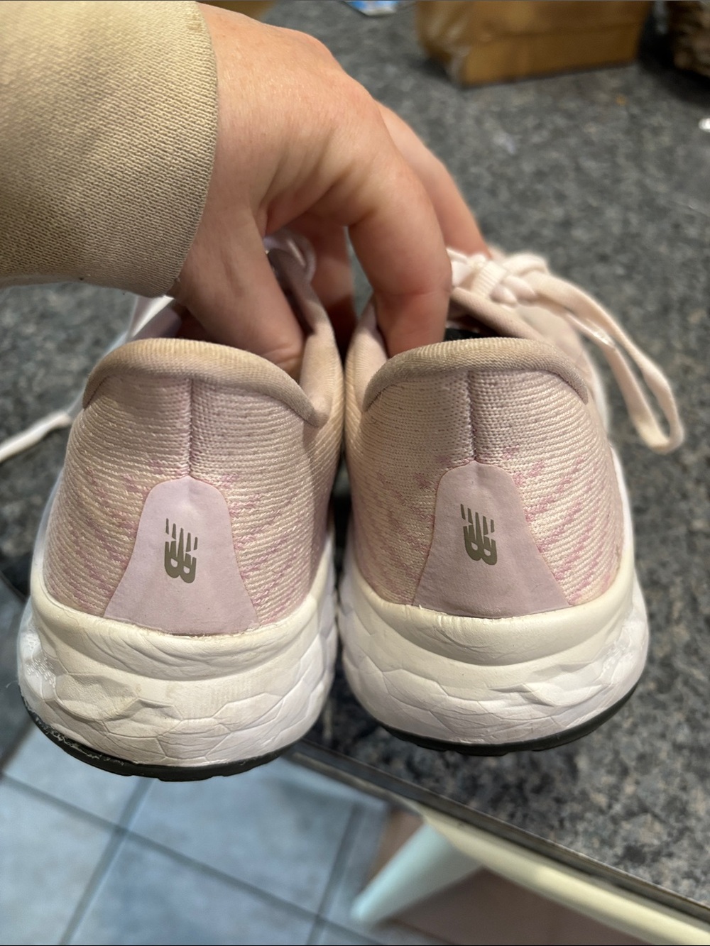 New Balance Women's Pale Pink Athletic Running Sneakers - Picture 3 of 6